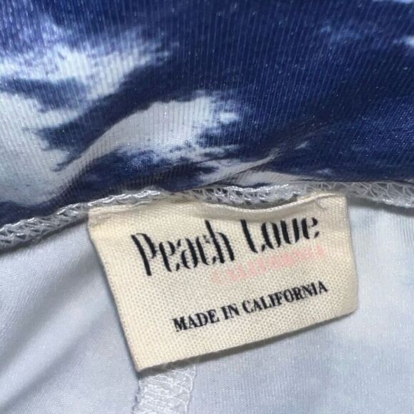 Peach Love California, Blue & White Tie Dyed Boho Hippy Leggings, Women’s Small - Picture 4 of 11